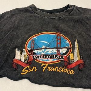 San Francisco Cropped T Shirt Grey Soft Vintage Look Women Graphic California